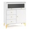 Grey Engineered Wood Cabinet with Tempered Glass Door, 3 Drawers and Adjustable Shelf